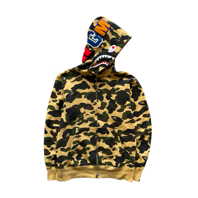 BAPE 1st Camo Shark Full Zip Hoodie Yellow (USED)