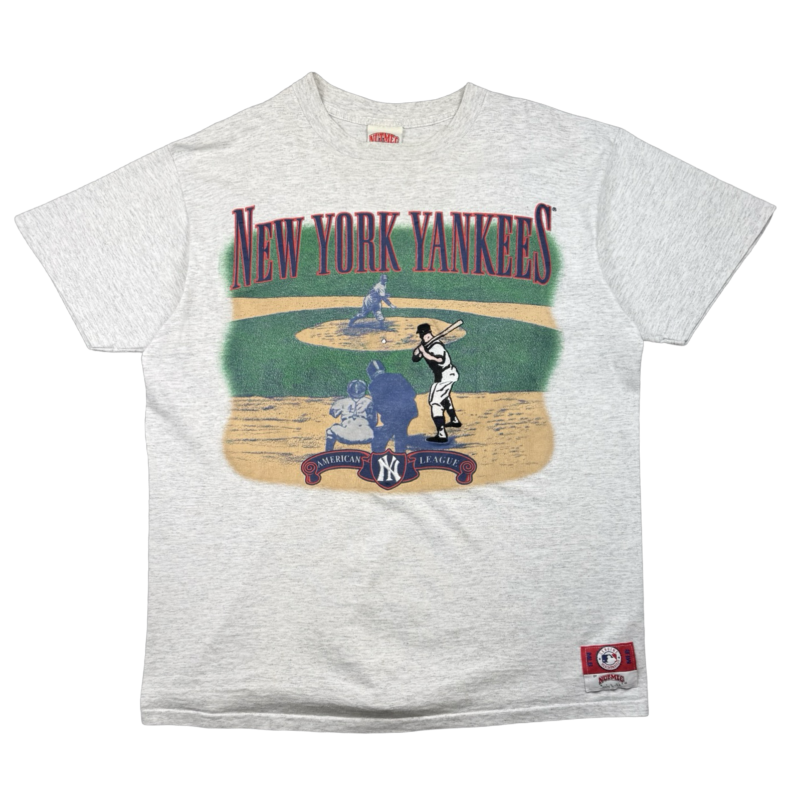 Vintage American League New York Yankees At Bat Tee Grey