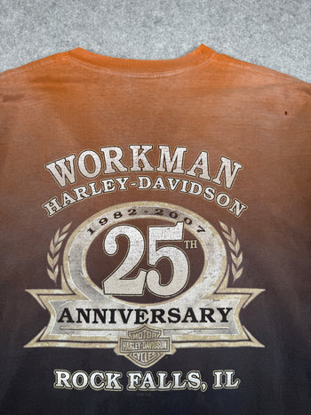Vintage Harley Davidson Workman Faded Skull Tee Orange