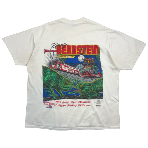 Vintage 1998 Budweiser Kenny Bernstein Tee White | Vintage Clothing Store Canada