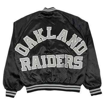 Vintage Oakland Raiders Satin Bomber Jacket Black