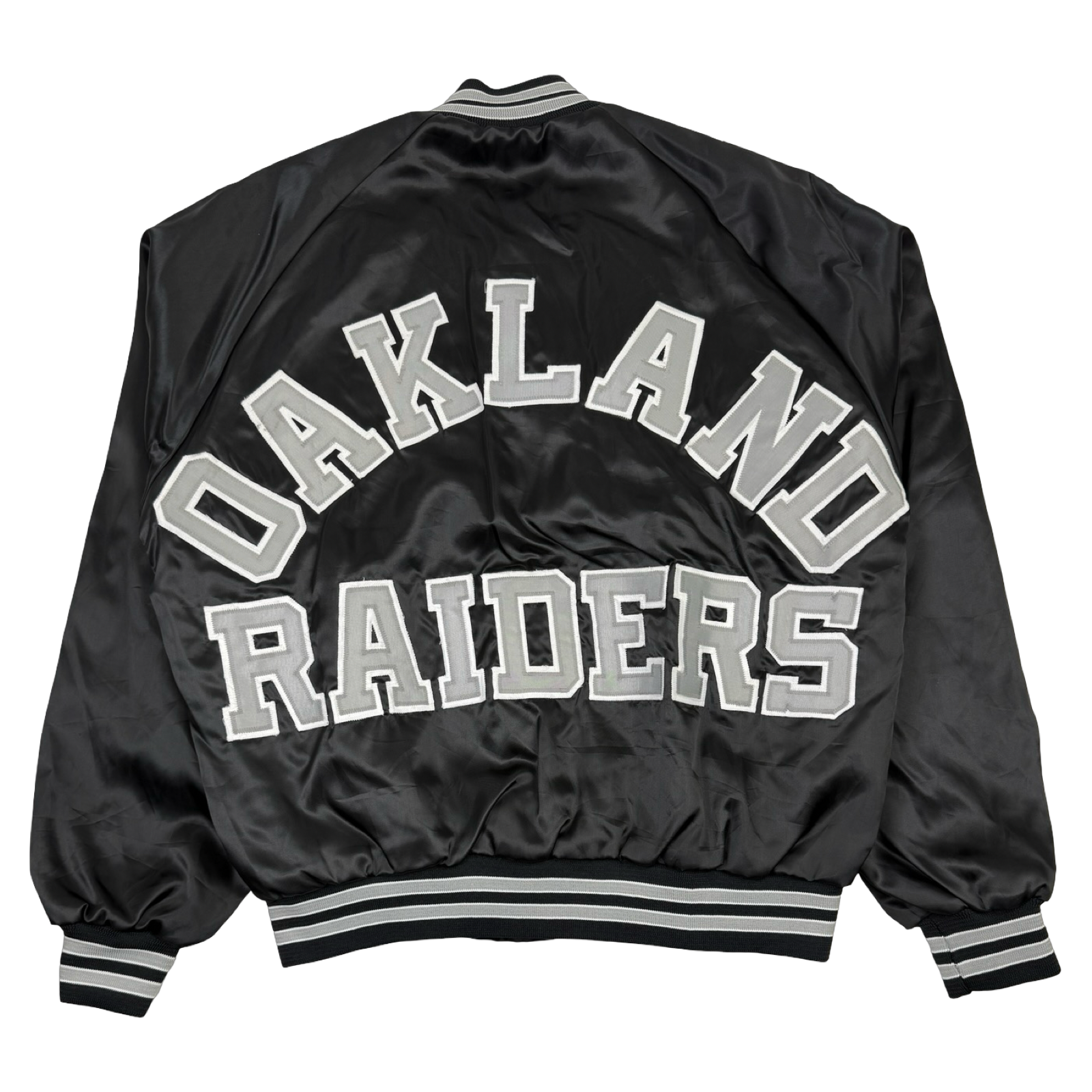 Vintage Oakland Raiders Satin Bomber Jacket Black