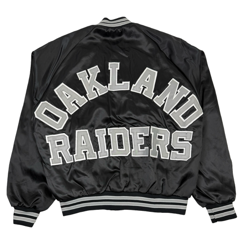 Vintage Oakland Raiders Satin Bomber Jacket Black | Vintage Clothing Store Canada