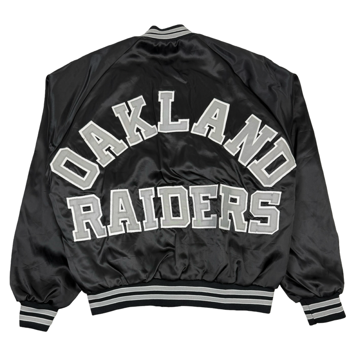 Vintage Oakland Raiders Satin Bomber Jacket Black | Vitnage Clothing Store Canada