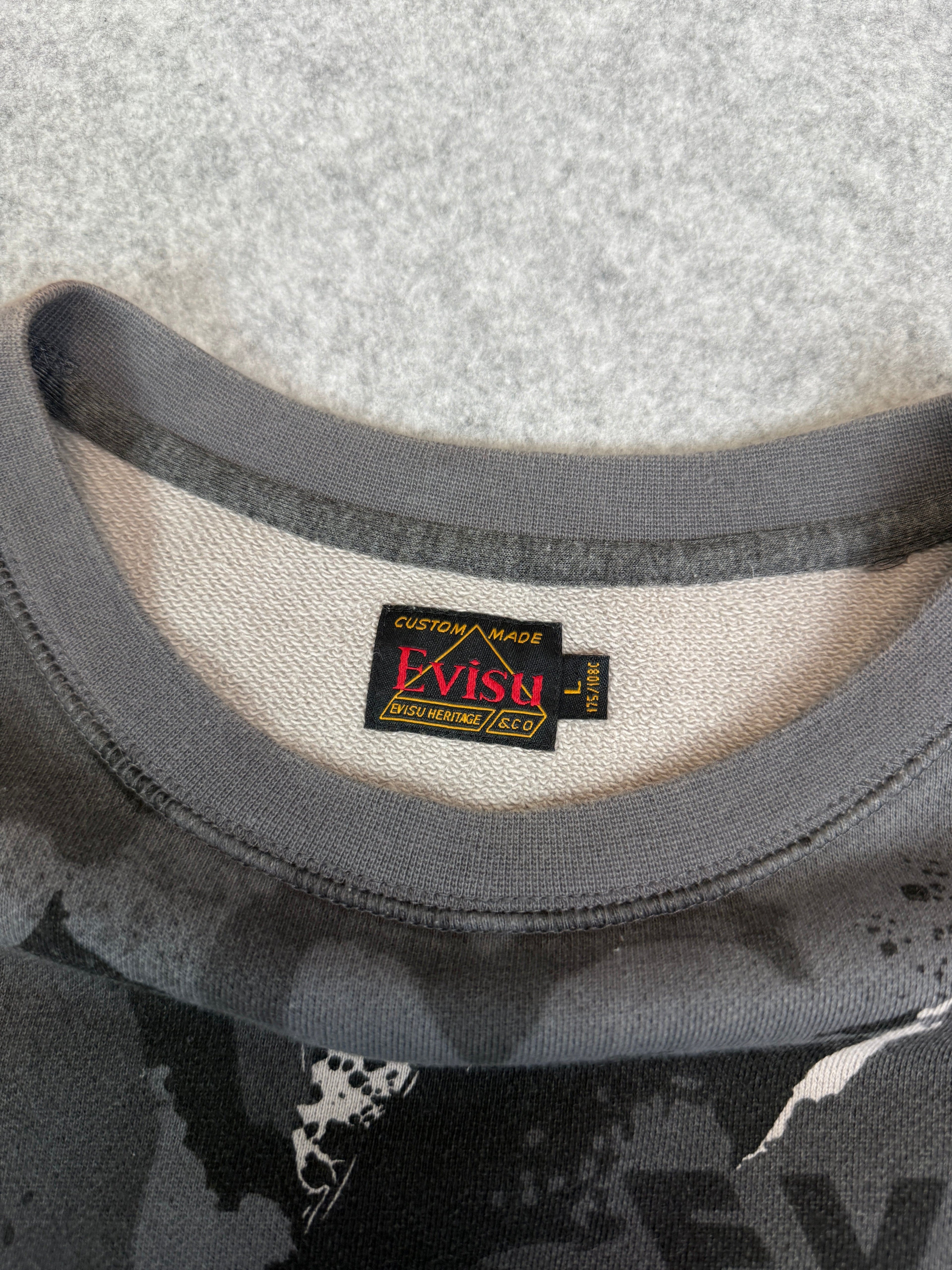 Evisu Seagull AOP Print Sweatshirt Dark Grey