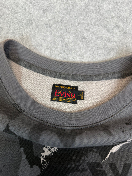 Evisu Seagull AOP Print Sweatshirt Dark Grey | Vitnage Clothing Store Canada