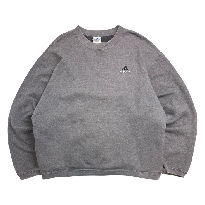 Vintage 1990s Adidas Chest Logo Sweatshirt Dark Grey | Vitnage Clothing Store Canada
