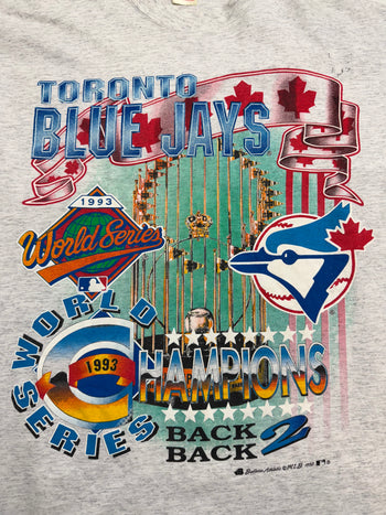 Vintage '93 Back 2 Back Toronto Blue Jays Tee Grey