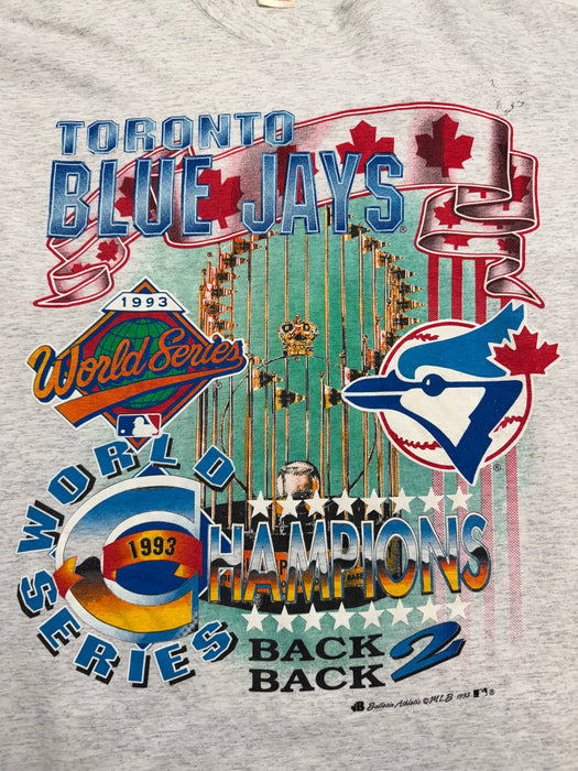 Vintage '93 Back 2 Back Toronto Blue Jays Tee Grey | Vitnage Clothing Store Canada