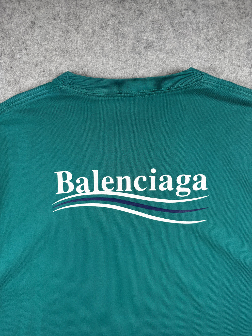 Balenciaga Political Campaign Tee Teal (USED)
