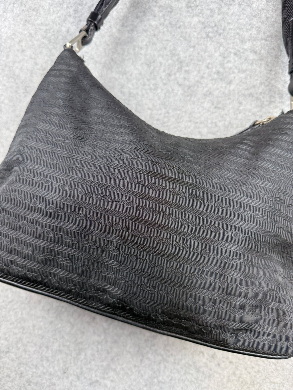 Prada Jacquard Shoulder Bag Black
