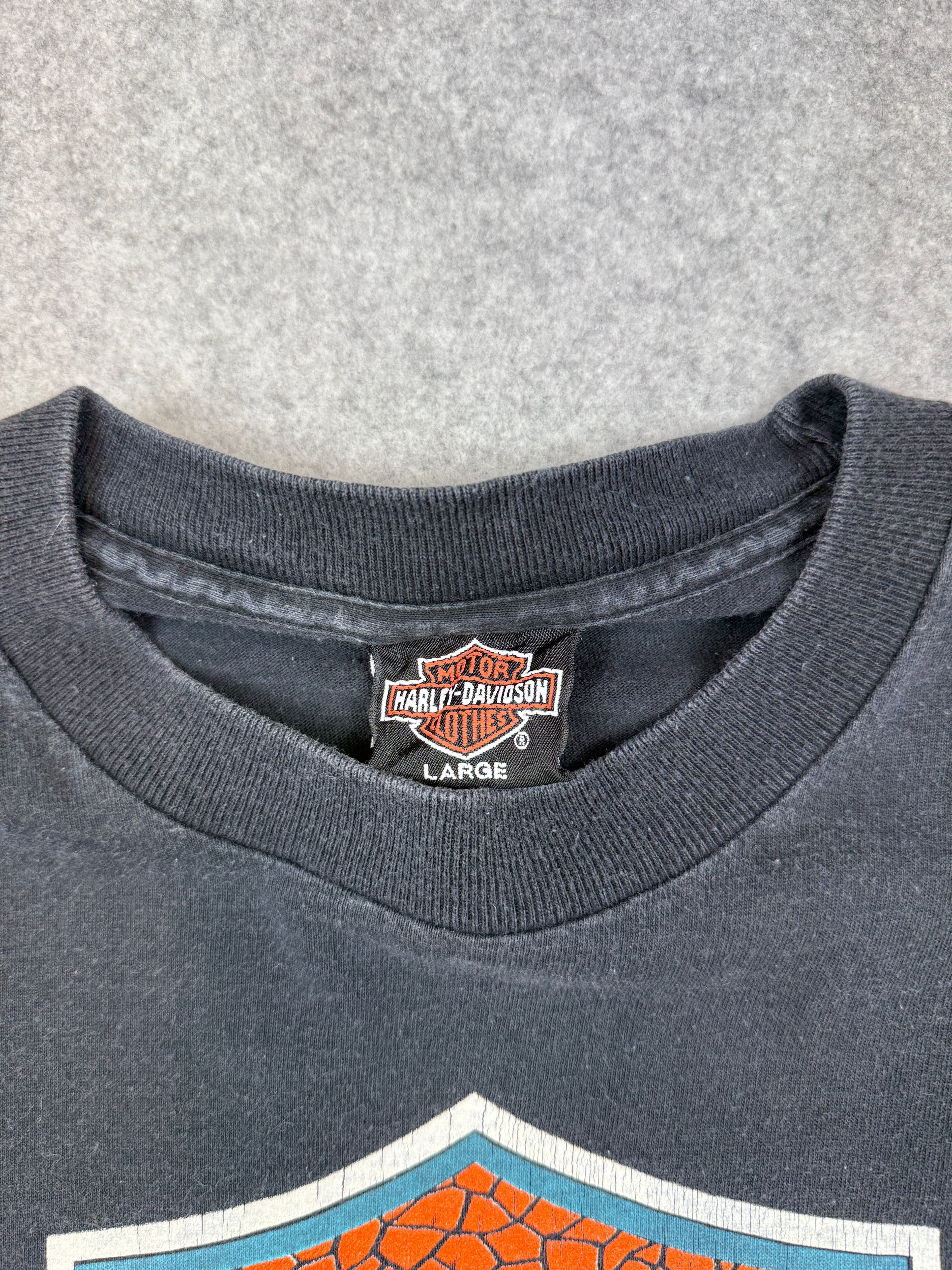 Vintage Harley Davidson Stained Glass Tee Black