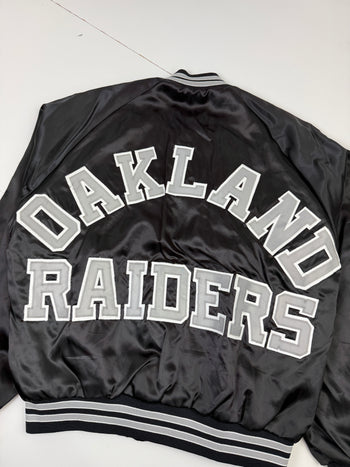 Vintage Oakland Raiders Satin Bomber Jacket Black