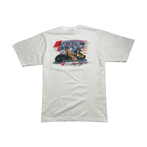 Vintage Yamaha Moto Sport Racing Gold White | Vintage Clothing Store Canada