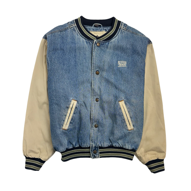 (L) Vintage Shutter Home Denim Varsity Jacket