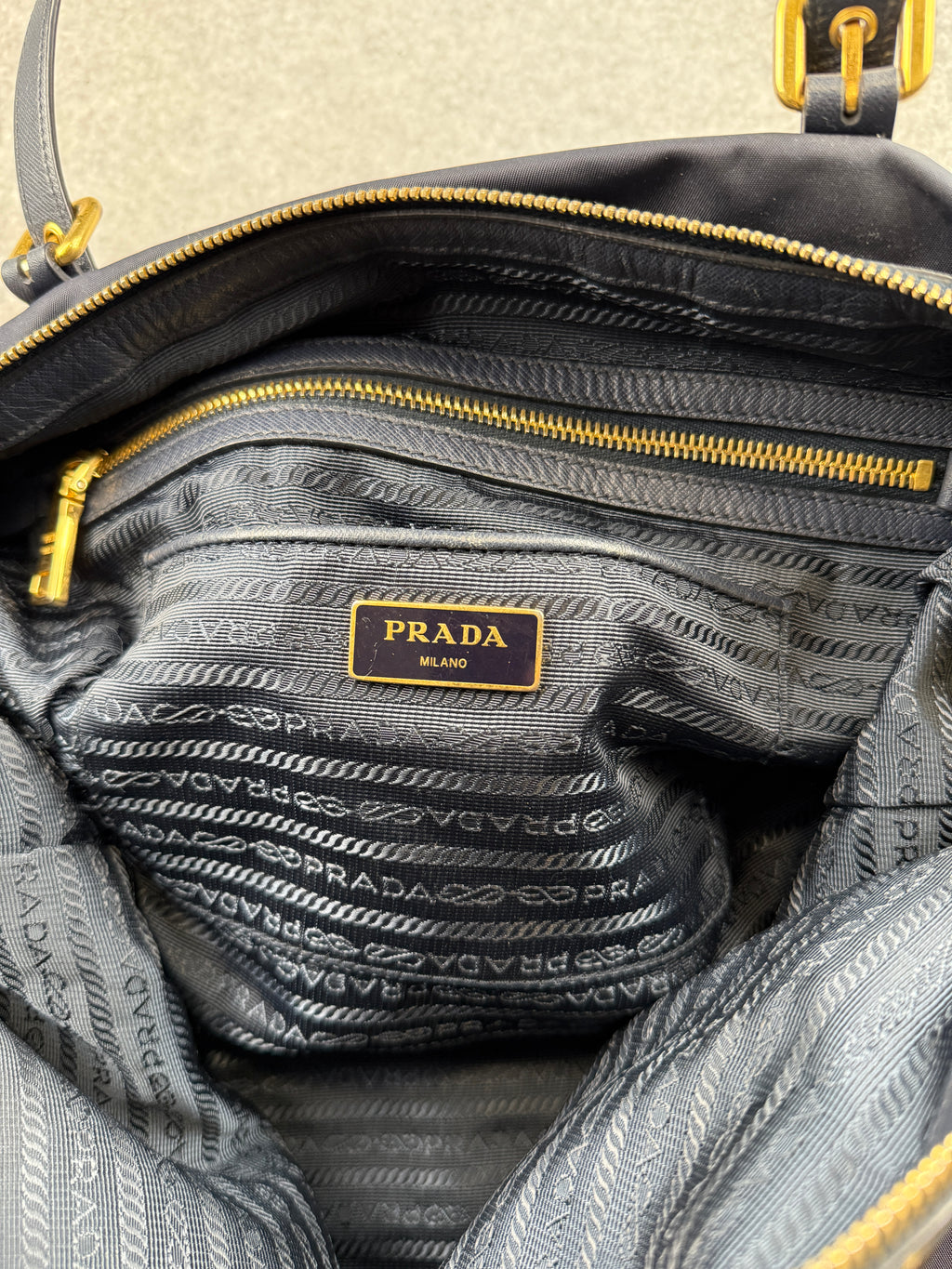 Prada Tessuto Nylon Handbag Navy