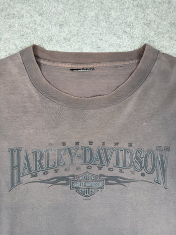 Vintage Harley Davidson New Jersey Flame Dice L/S Tee Faded Grey