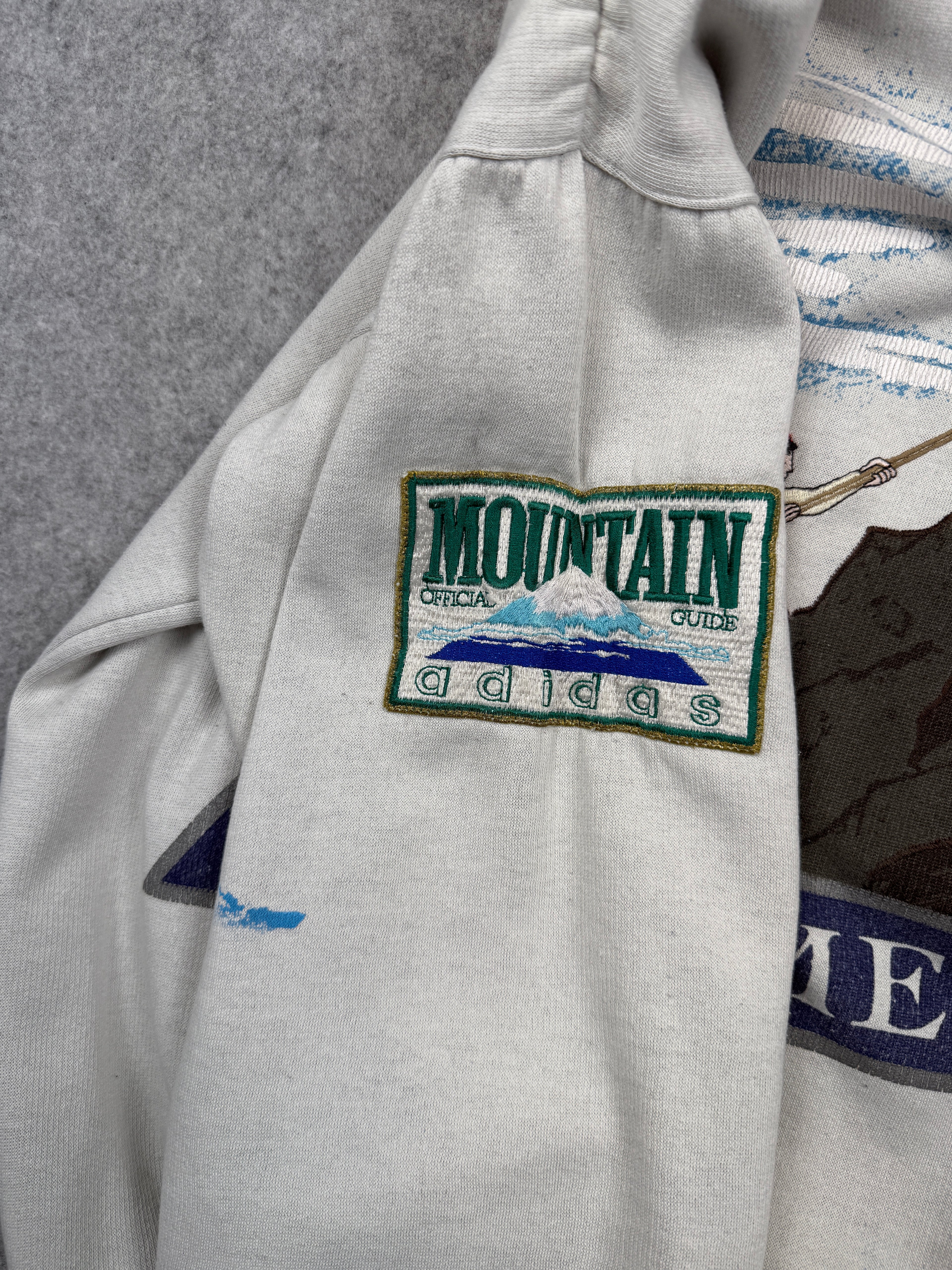 Vintage 1980s Adidas Mt. Hämnesnärd Patrol Sweatshirt White