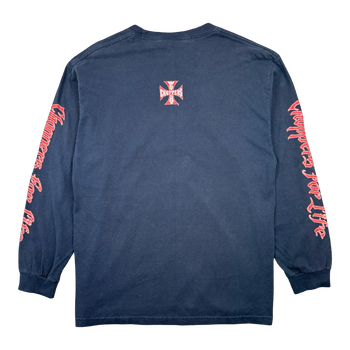 Vintage West Coast Choppers Script Sleeve Logo L/S Tee Navy/Red