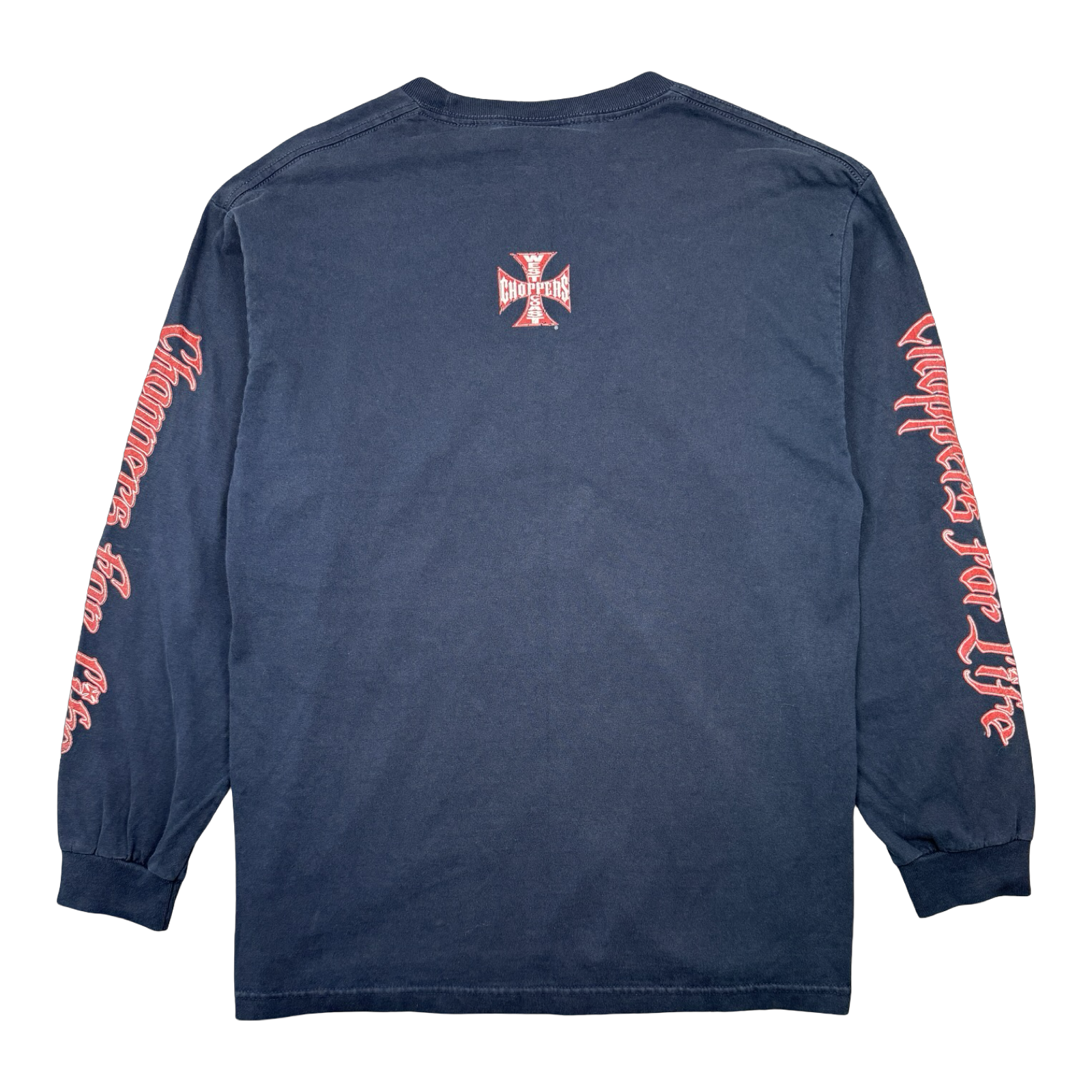 Vintage West Coast Choppers Script Sleeve Logo L/S Tee Navy/Red