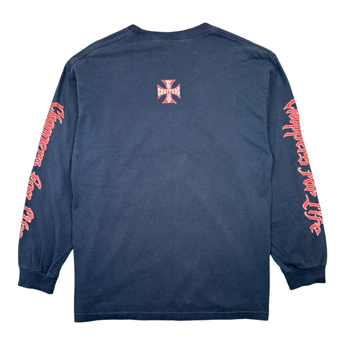 Vintage West Coast Choppers Script Sleeve Logo L/S Tee Navy/Red | Vitnage Clothing Store Canada