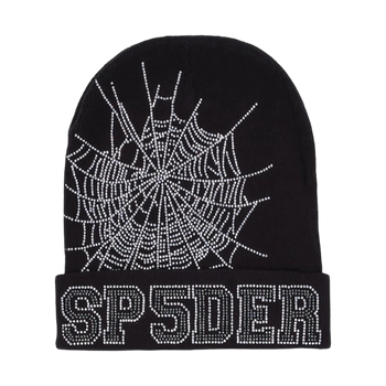 Sp5der Web Rhinestone Beanie Black