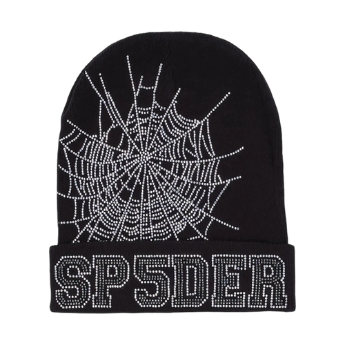 Sp5der Web Rhinestone Beanie Black | Vintage Clothing Store Canada