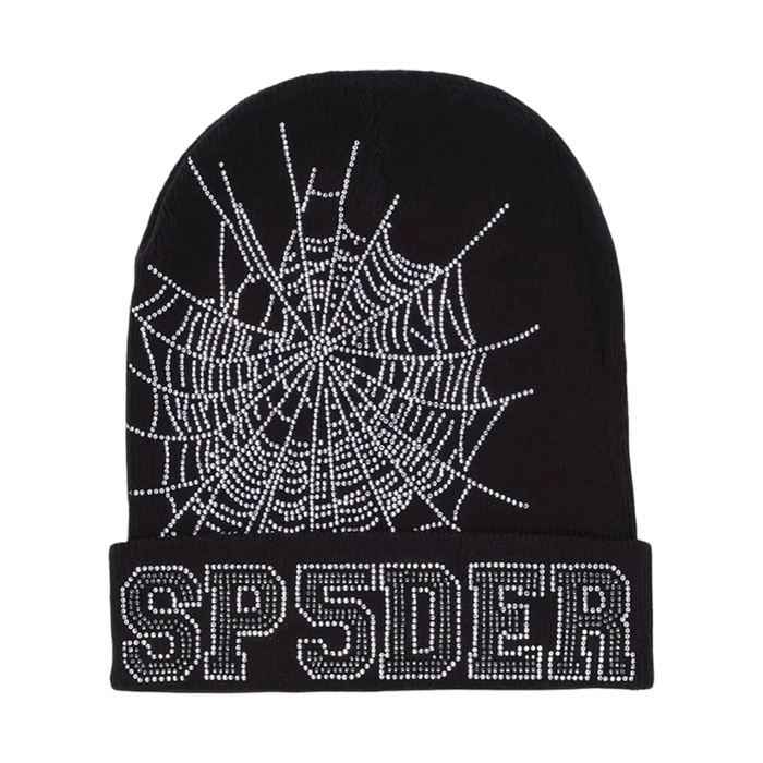 Sp5der Web Rhinestone Beanie Black | Vitnage Clothing Store Canada