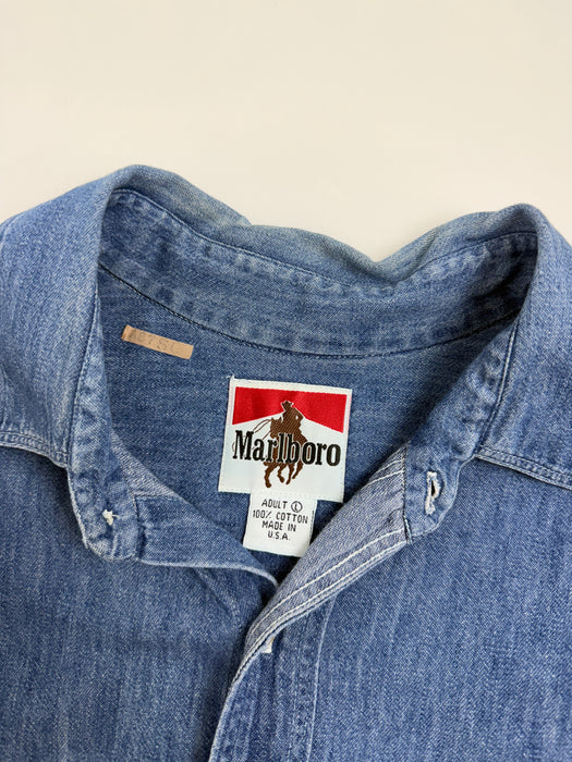 Vintage Marlboro Dark Blue Denim Button Up | Vitnage Clothing Store Canada