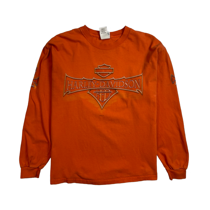 Vintage ‘05 Harley Davidson L/S Tee Orange | Vitnage Clothing Store Canada