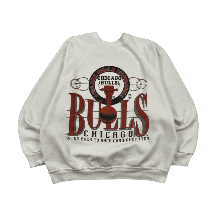 Vintage 1992 Chicago Bulls Back-to-Back Champs Sweatshirt White | Vitnage Clothing Store Canada