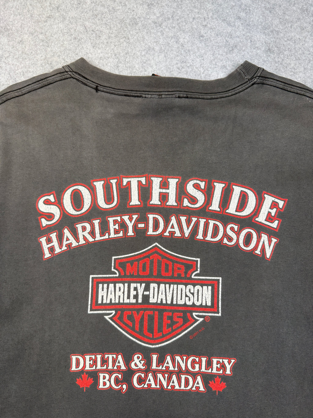 Vintage Harley Davidson Forged In Fire Engine Tee Faded Black