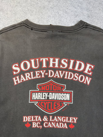 Vintage Harley Davidson Forged In Fire Engine Tee Faded Black