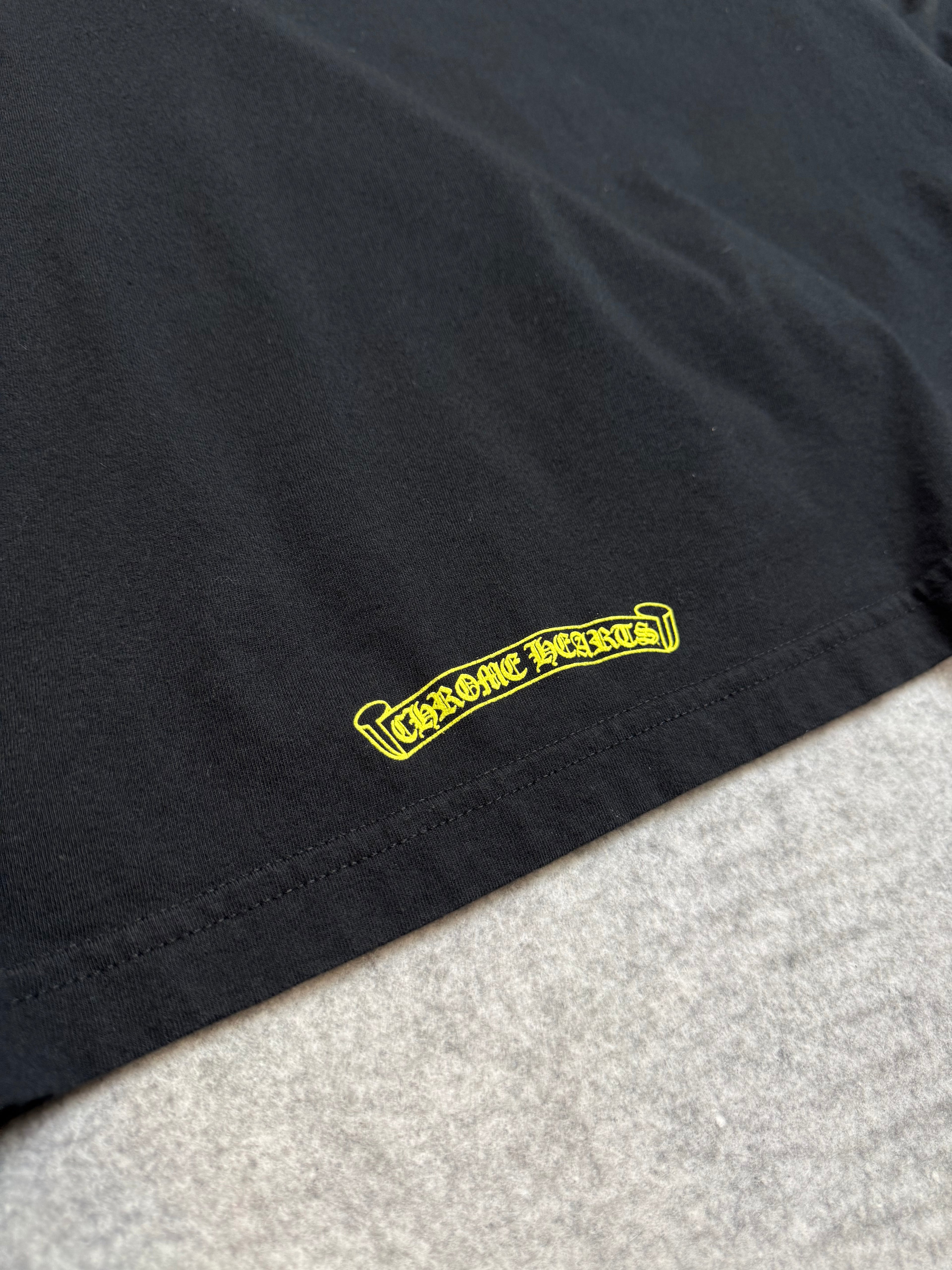 Chrome Hearts Neck Script Logo L/S Tee Black/Yellow