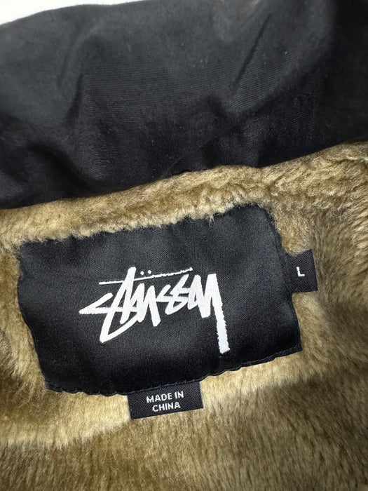 Stussy Faux Fur Coach Jacket Black (USED) | Vitnage Clothing Store Canada