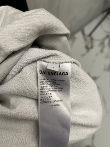 Balenciaga Graphic Wide-Fit Hoodie Light Grey (USED)