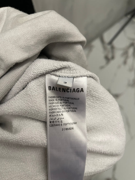 Balenciaga Graphic Wide-Fit Hoodie Light Grey (USED) | Vitnage Clothing Store Canada