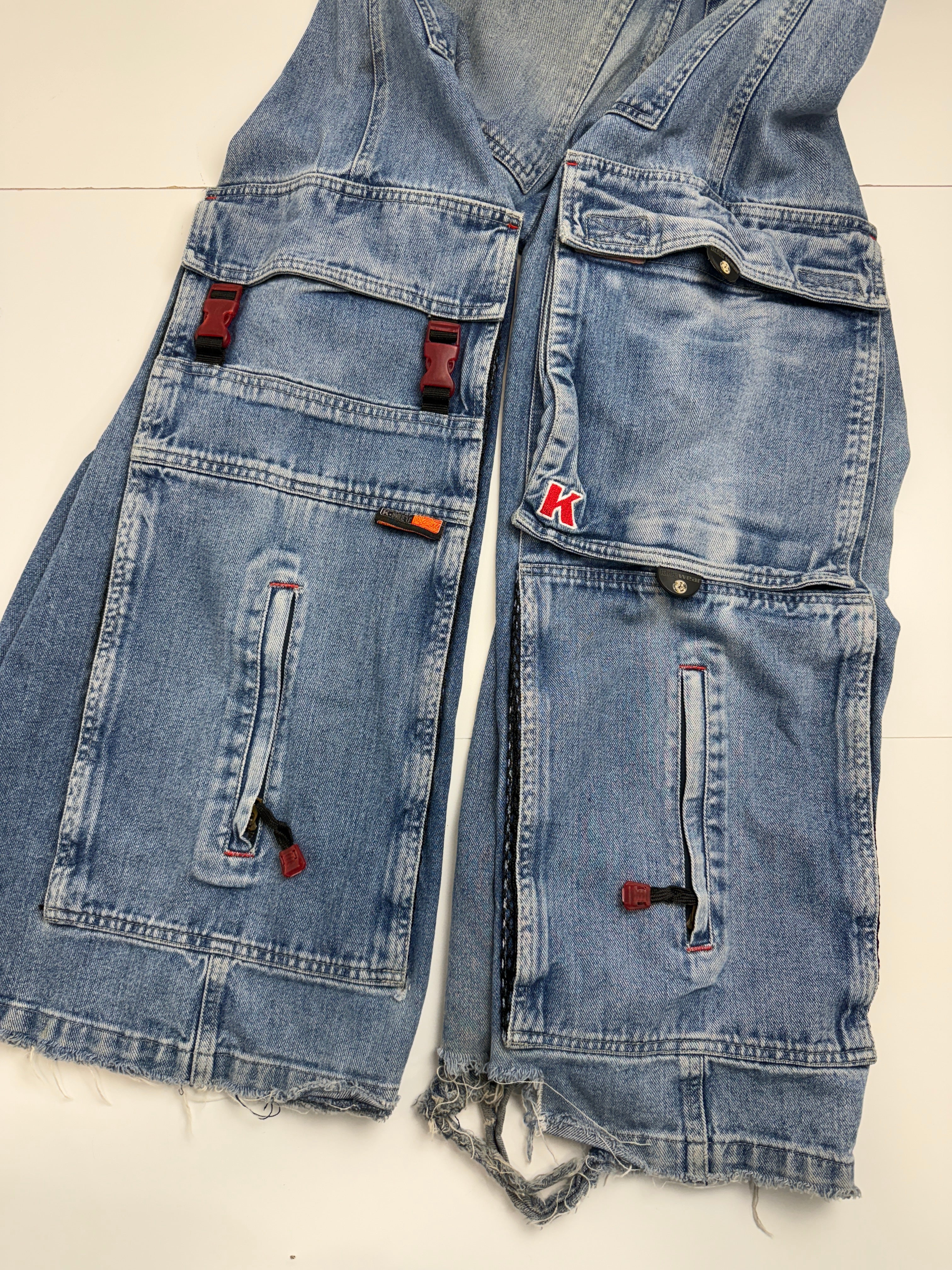 Kik Wear Wide Baggy Cargo Denim Pants