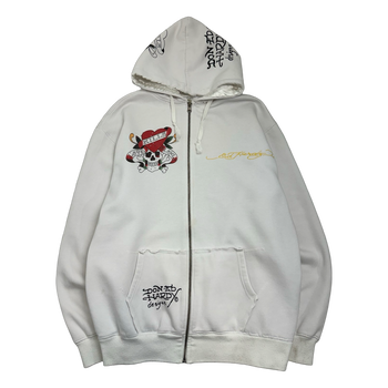 Vintage Y2K Ed Hardy Love Kills Slowly Rhinestone Hoodie White