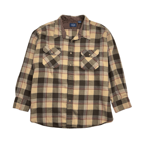 Vintage 90s Sears Button Up Flannel Brown | Vintage Clothing Store Canada