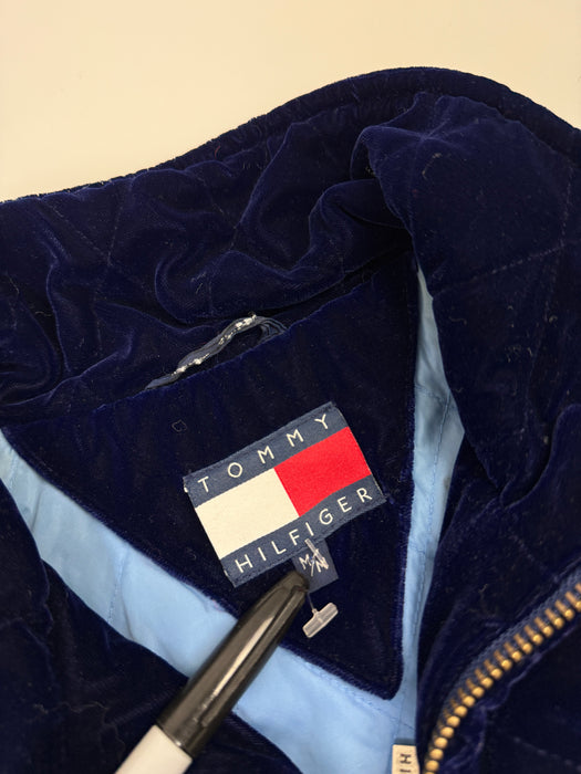 Vintage Tommy Hilfiger Quilted Velour Jacket Blue | Vitnage Clothing Store Canada