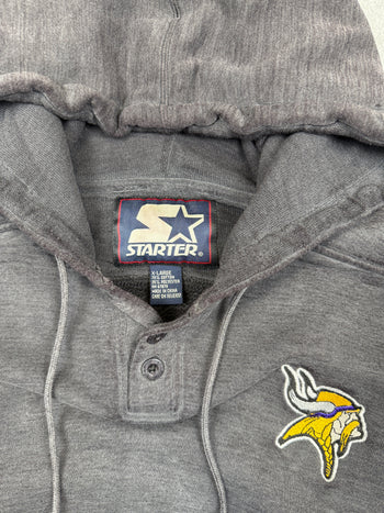 Vintage Minnesota Vikings Hoodie Faded Black
