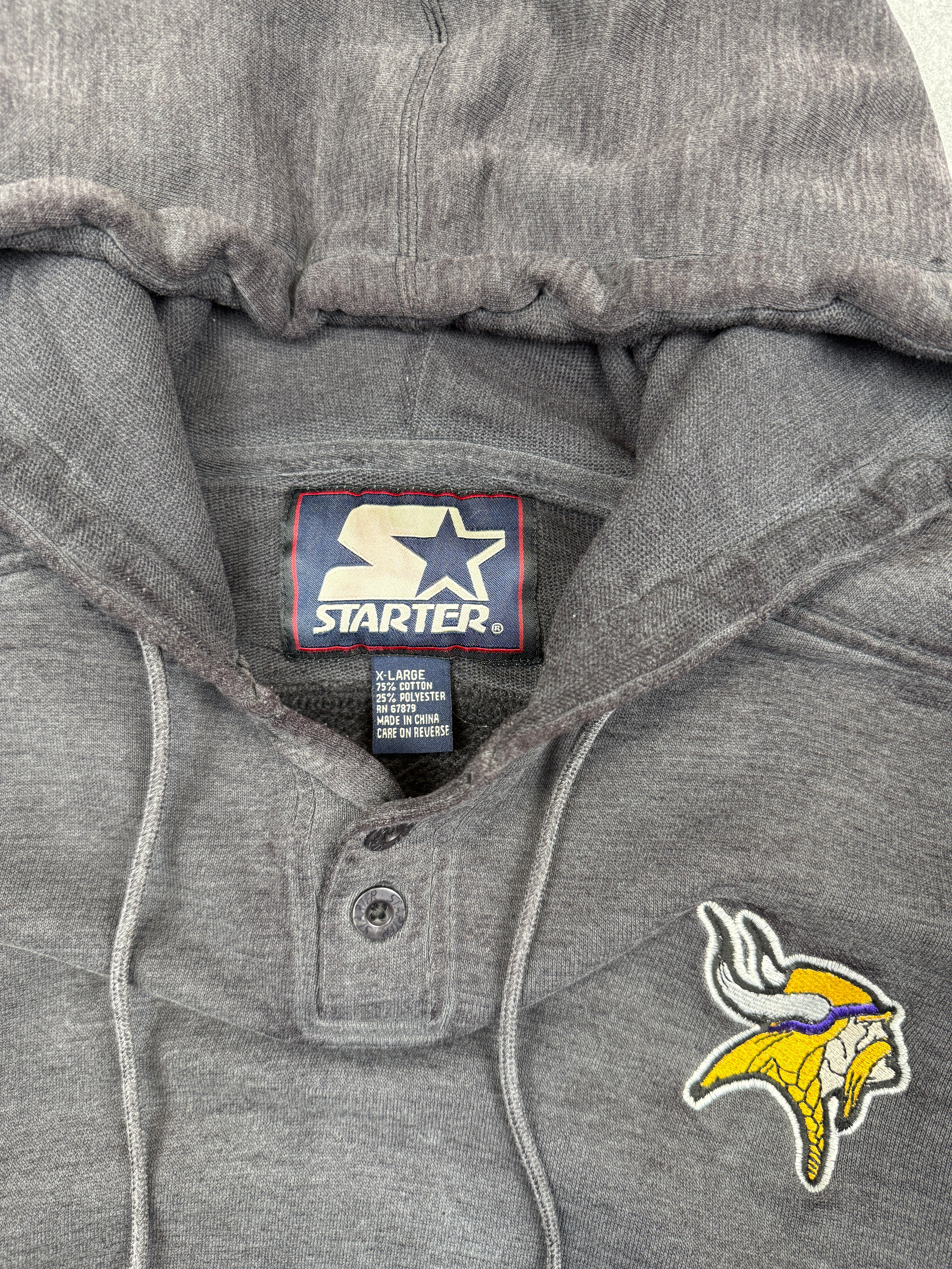 Vintage Minnesota Vikings Hoodie Faded Black