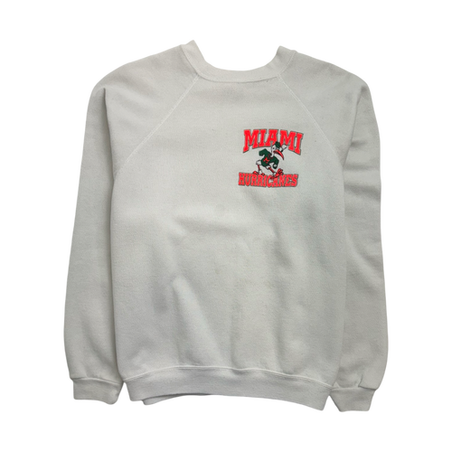 Vintage 90s Miami Hurricanes Sweatshirt White | Vintage Clothing Store Canada