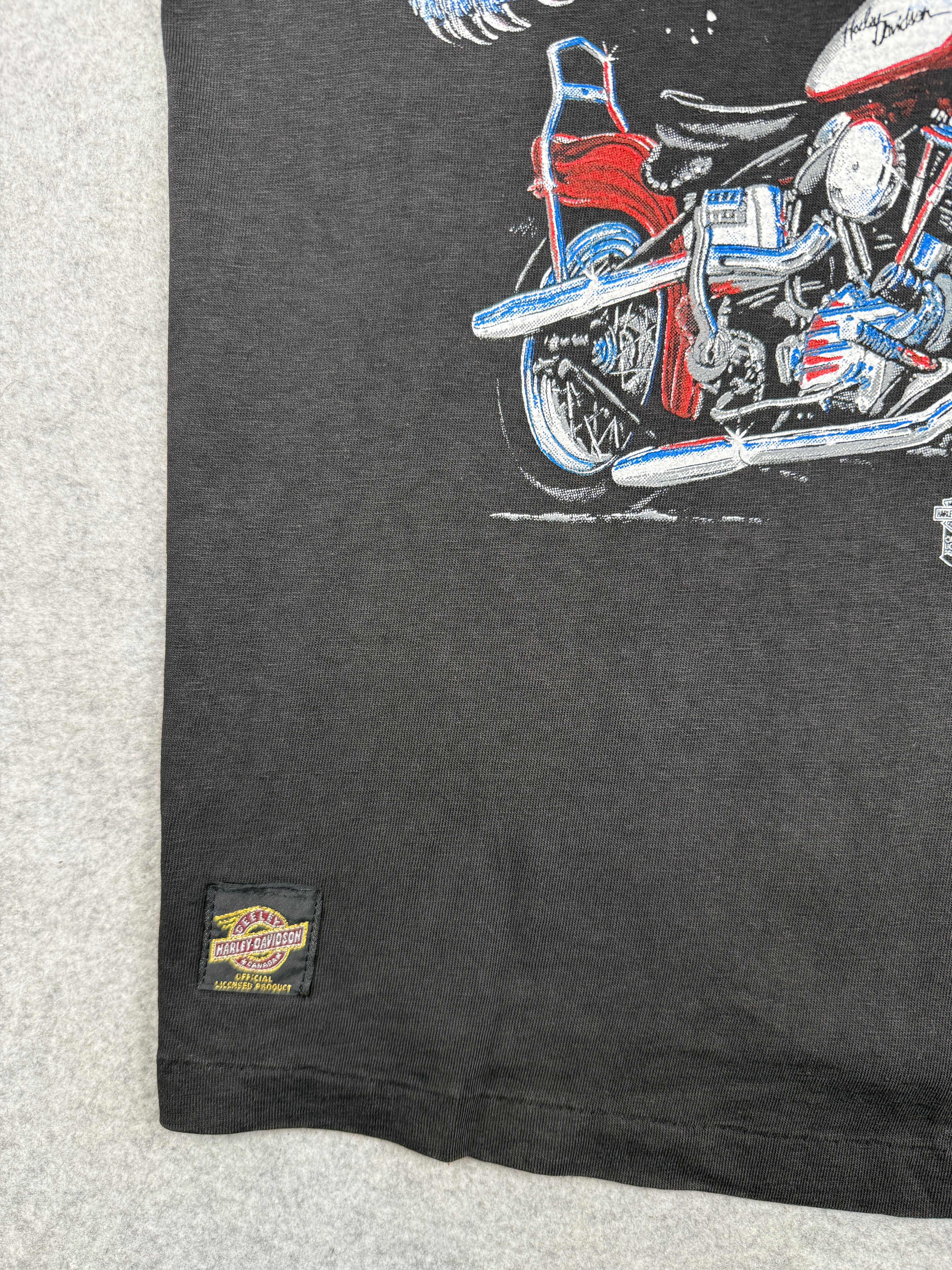 Vintage Harley Davidson Canadian Polar Bear Bike Tee Black