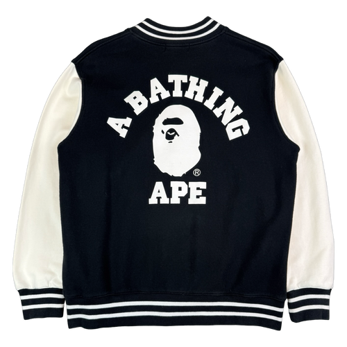 BAPE Varsity Jacket Black/White (USED) | Vintage Clothing Store Canada