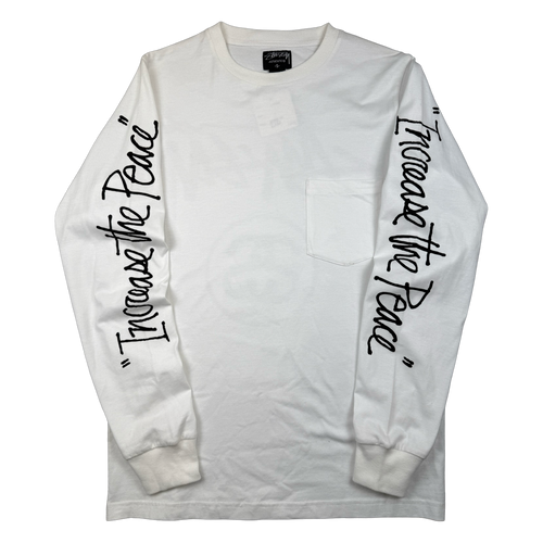 Vintage Stussy Increase The Peace L/S Tee White | Vintage Clothing Store Canada