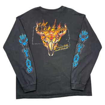 Vintage Harley Davidson Blue Flame Sleeve L/S Tee Black