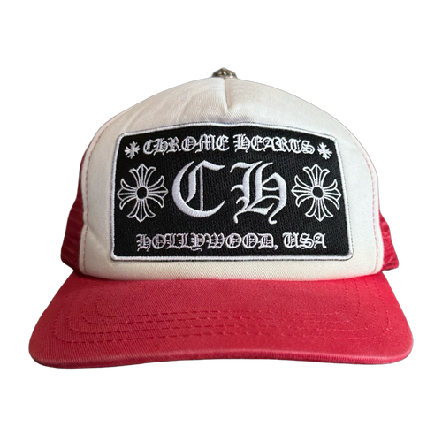 Chrome Hearts CH Hollywood Trucker Hat Red/White | Vintage Clothing Store Canada
