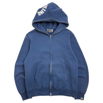 BAPE Hood Logo Full Zip Hoodie Blue (USED)